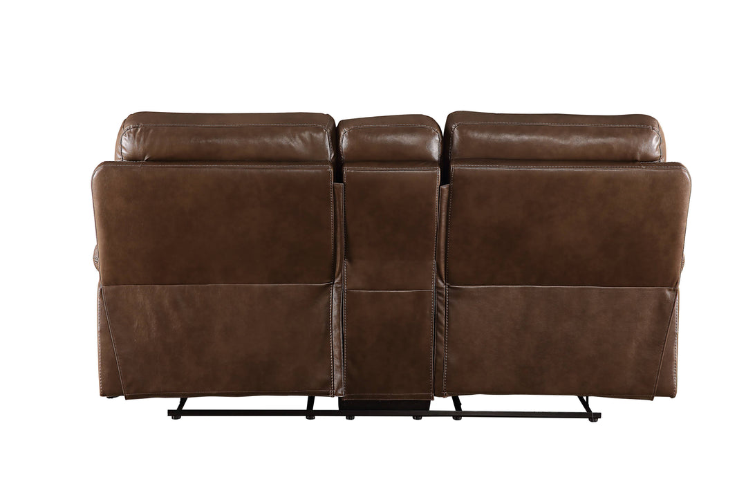 Aashi - Leather Gel Match Recliner Loveseat - Brown