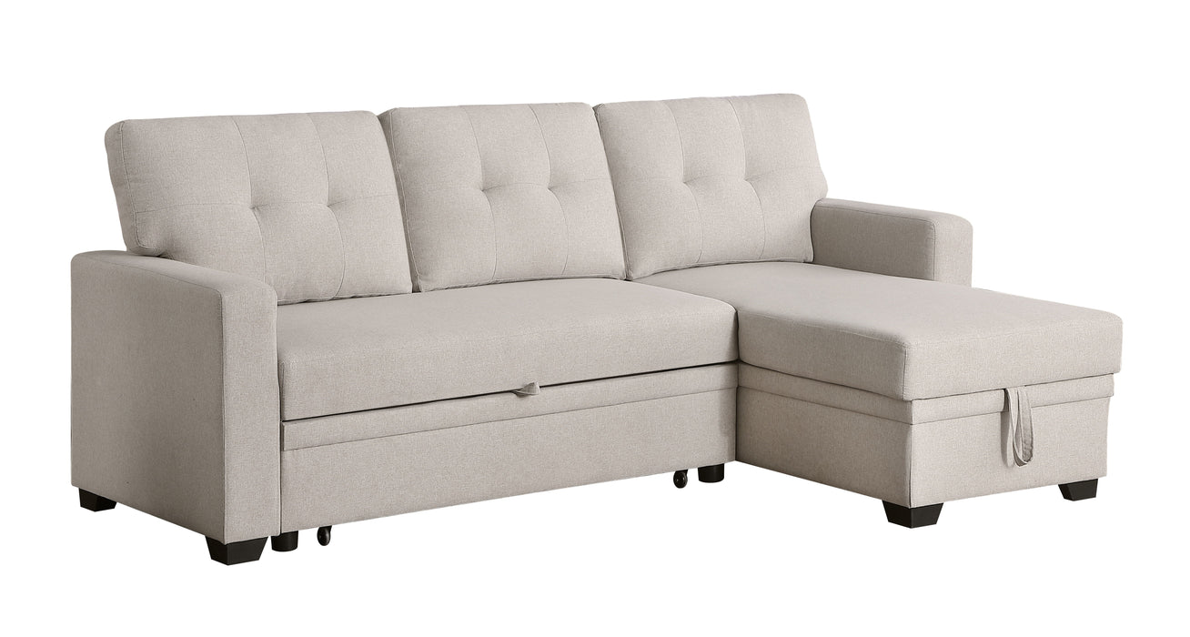 Upholstered Pull Out Sectional Sofa With Chaise