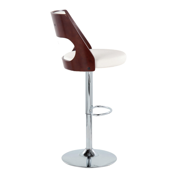 Cecina - Mid Century Modern Adjustable Height Barstool With Swivel With Oval Footrest (Set of 2)