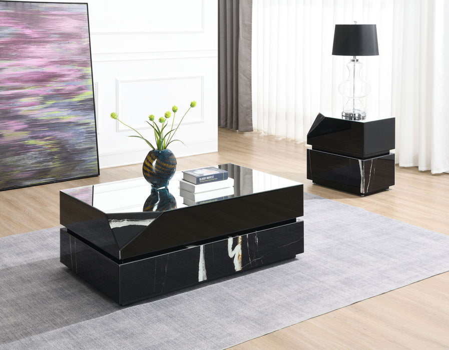 Drisana - Mirrored End Table - Black