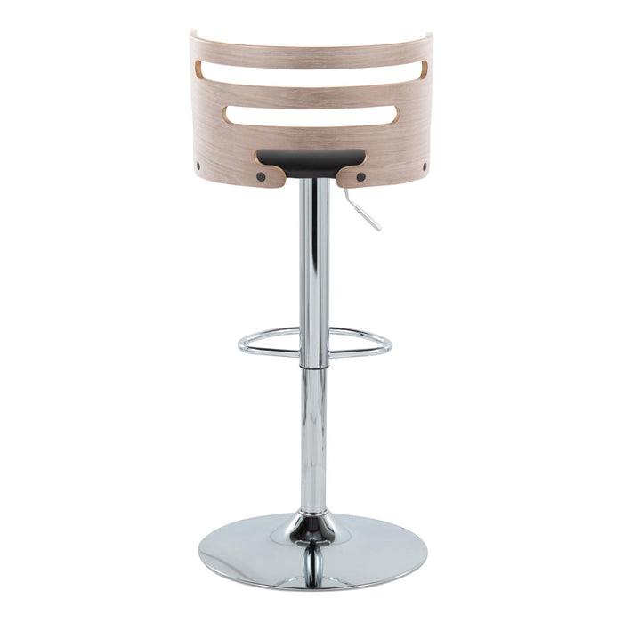 Cosi - Mid-Century Modern Adjustable Barstool With Swivel (Set of 2) - Light Gray / Black