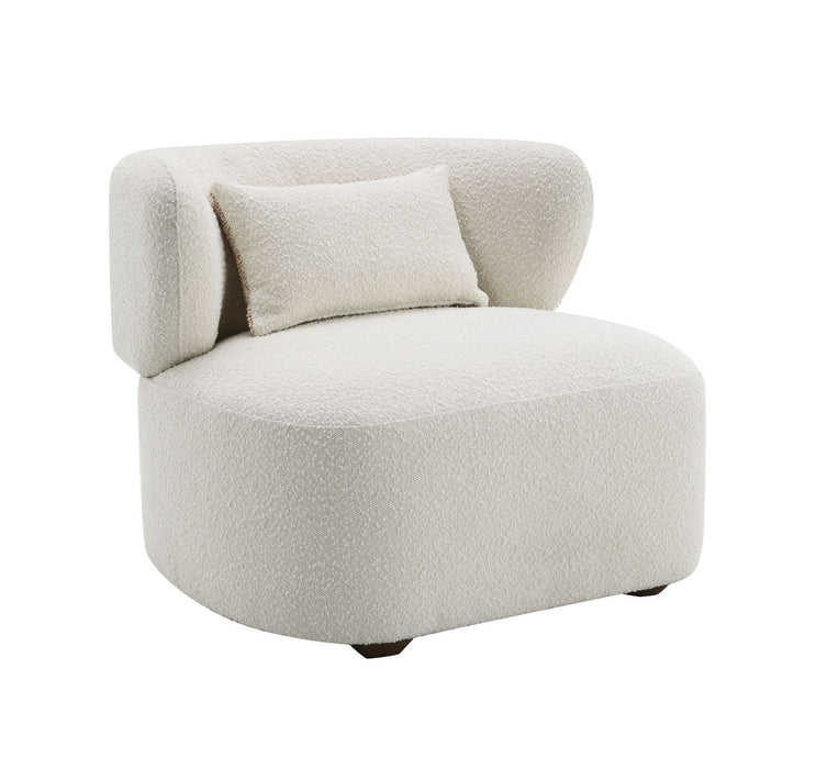 Darius - Boucle Accent Chair With Toss Pillow - Beige