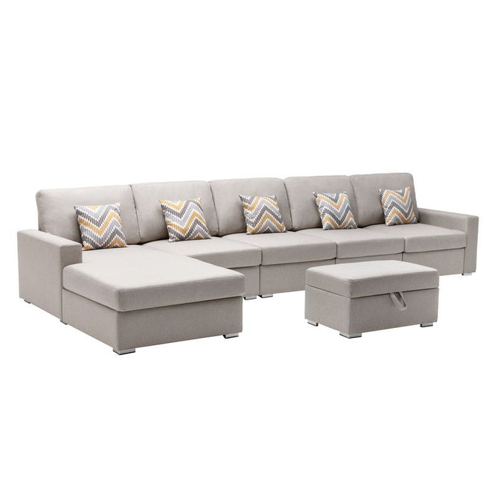 Nolan - Fabric 6 Piece Sectional Sofa With Pillows And Interchangeable Legs