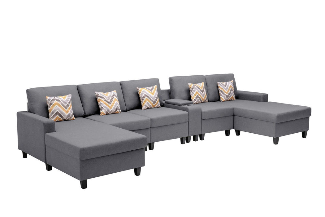 Nolan - Fabric 6 Piece Sectional Sofa With Pillows And Interchangeable Legs