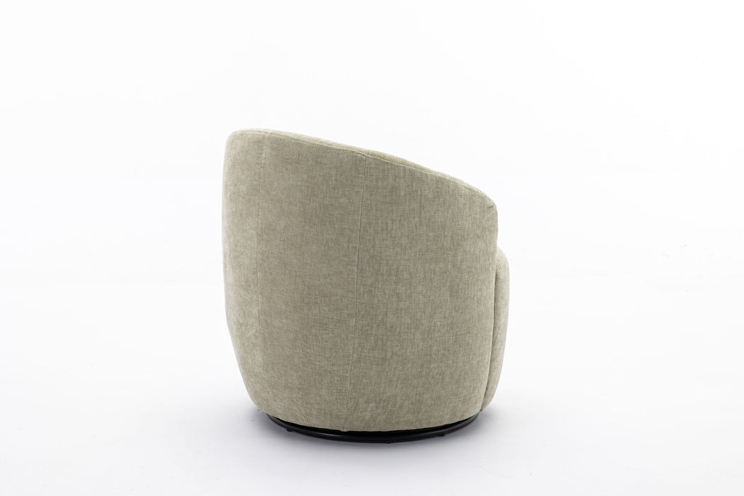 Chenille Fabric Swivel Accent Armchair Barrel Chair With Powder Coating Metal Ring