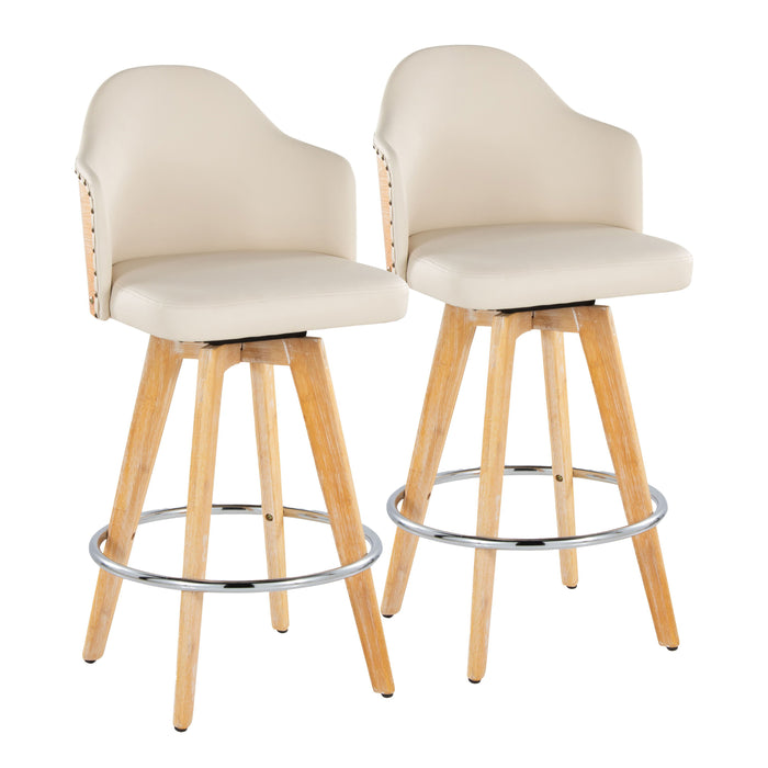 Ahoy - Contemporary Fixed Height Counter Stool & Round Footrest (Set of 2)