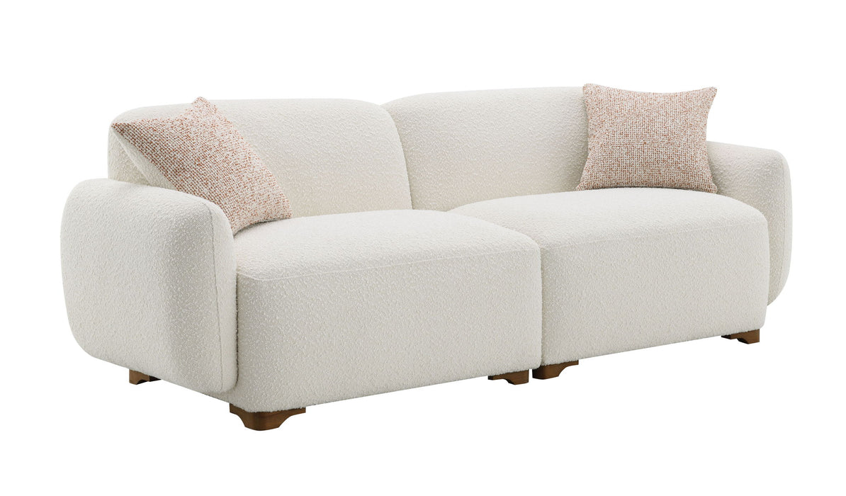 Darius - Boucle Sofa With 2 Toss Pillows - Beige