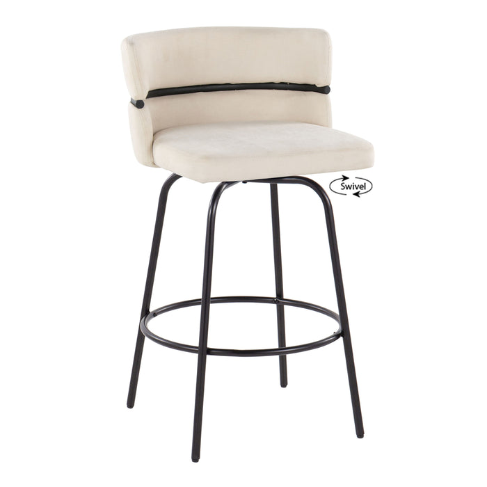 Cinch - Contemporary Fixed Height Counter Stool With Swivel And Round Footrest (Set of 2)