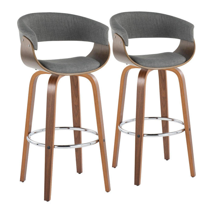 Vintage Mod - Mid Century Modern Fixed Height Barstool With Swivel With Round Footrest (Set of 2)