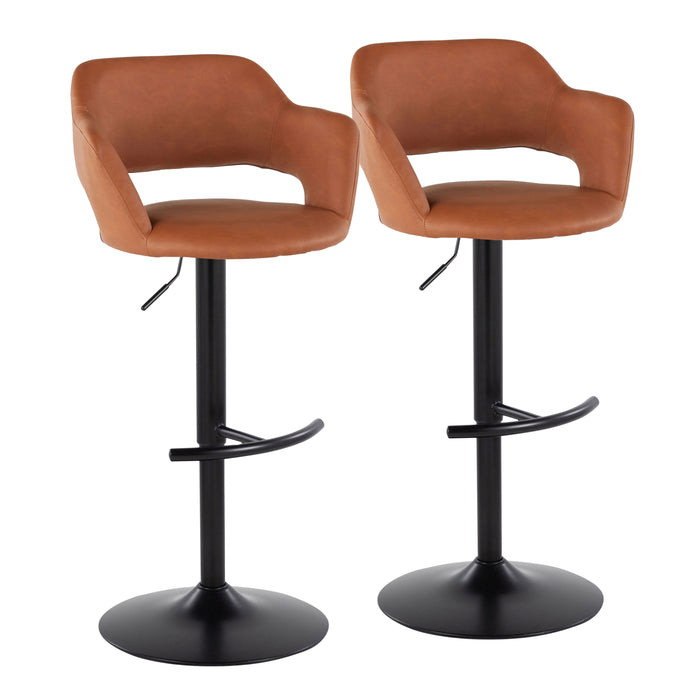 Margarite - Contemporary Adjustable Barstool With Swivel With Rounded T Footrest (Set of 2)