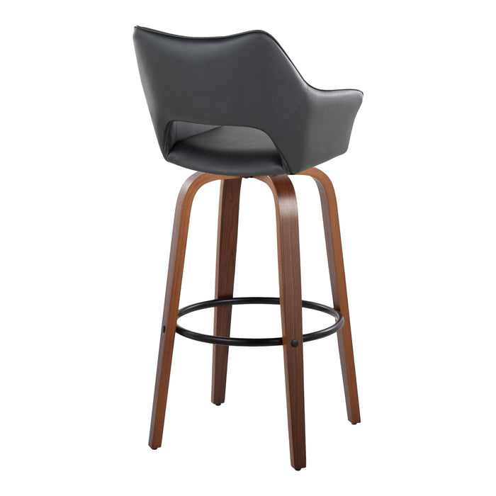 Mustang - Contemporary Fixed Height Barstool With Swivel & Round Footrest (Set of 2)