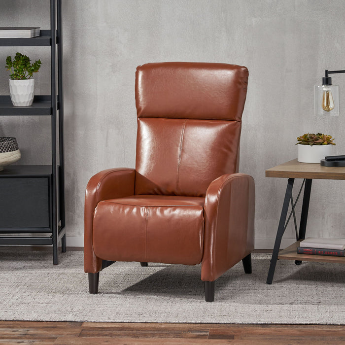 Wide Faux Leather Push Back Standard Recliner - Hazelnut