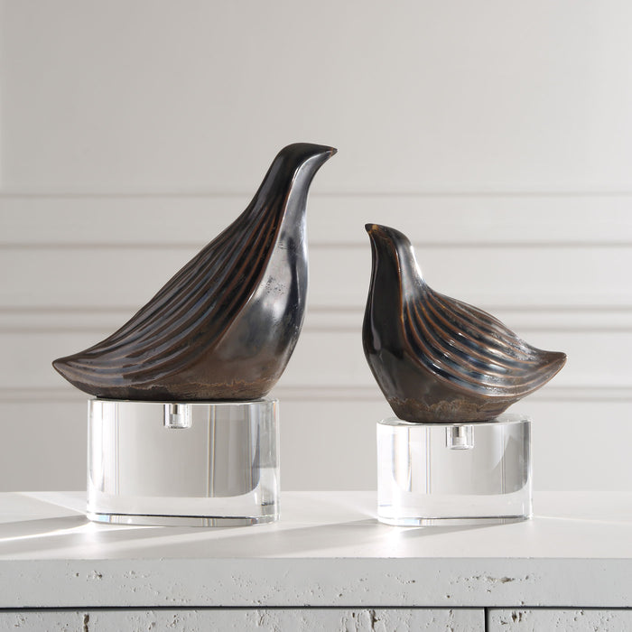 Nesting Bird - Gray Sculptures (Set of 2)