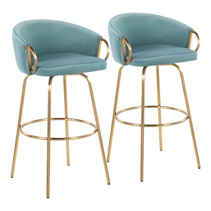 Claire - Contemporary / Glam Fixed Height Bar Stool (Set of 2) Round Footrest (Set of 2)