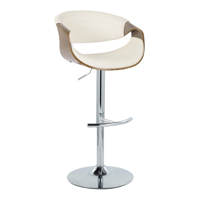 Symphony - Mid Century Modern Adjustable Barstool With Swivel & Rounded T Footrest (Set of 2)