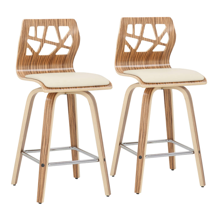 Folia - Mid Century Modern Counter Stool With Footrest (Set of 2)