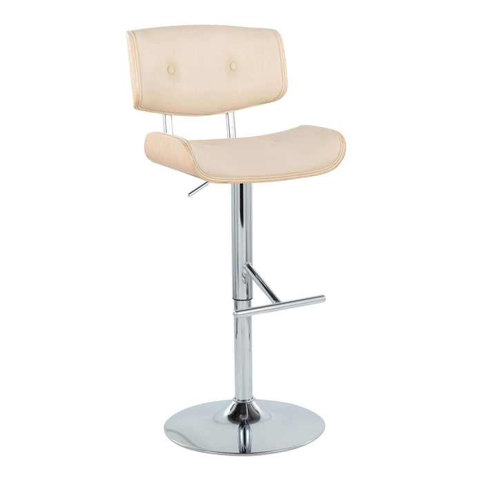 Lombardi - Contemporary Adjustable Barstool With Swivel With Straight T Footrest (Set of 2)