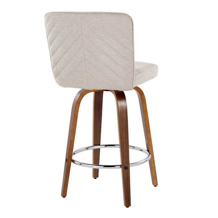 Henry - Contemporary Fixed Height Counter Stool With Swivel With Round Footrest (Set of 2)