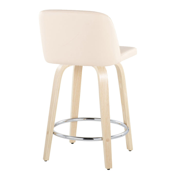 Toriano - Contemporary Fixed Height Counter Stool & Swivel And Round Footrest (Set of 2)