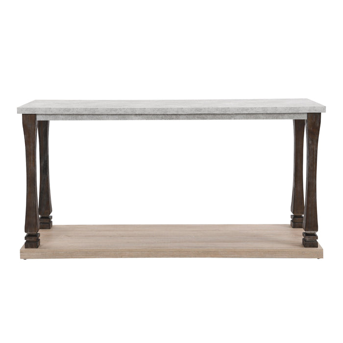 Rectangle Mid-Century Console Table For Entryway, Sofa Table With 2 Tier Storage Shelf