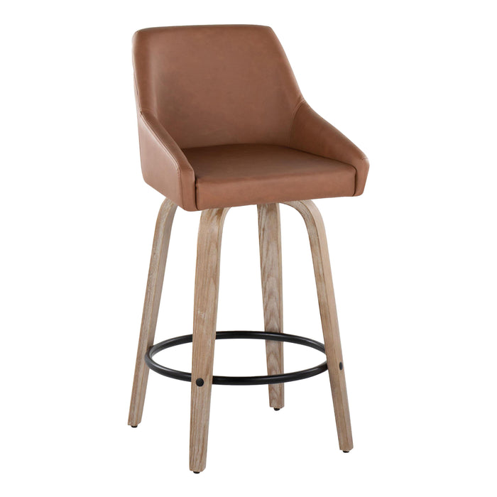 Hannah - Transitional Fixed Height Counter Stool With Swivel With Round Footrest (Set of 2)