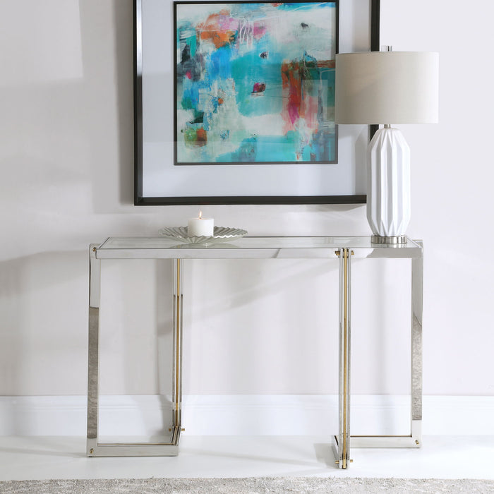 Locke - Modern Console Table - Pearl Silver