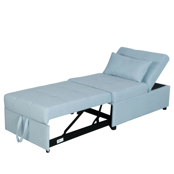 Folding Ottoman Sofa Bed - Green Fabric