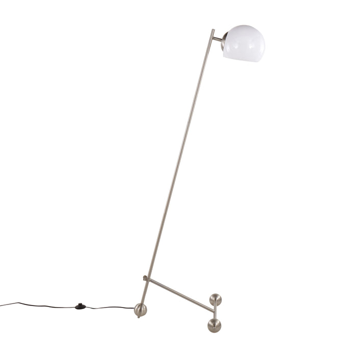 Eileen - Contemporary Floor Lamp - Nickel / White