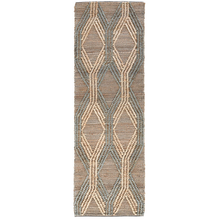 Natural Fiber - 2.6' x 8' Sylmar Rug - Natural/Mineral Blue