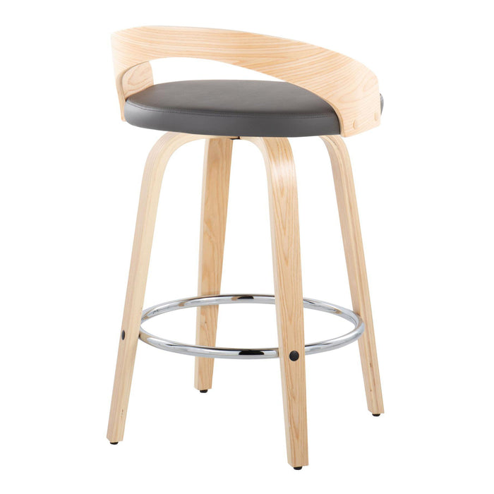 Grotto - Contemporary Fixed Height Counter Stool With Swivel With Round Footrest (Set of 2)