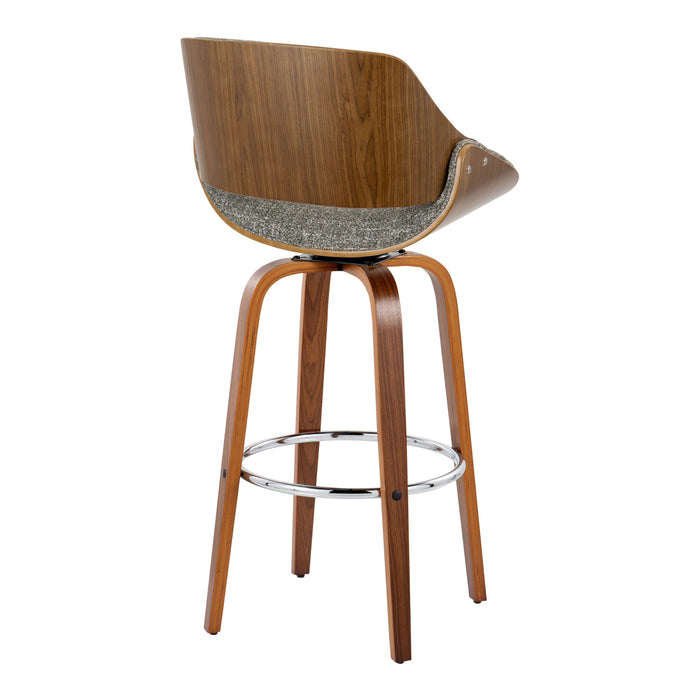 Fabrizzi - Mid Century Modern Fixed Height Barstool With Swivel With Round Footrest (Set of 2)