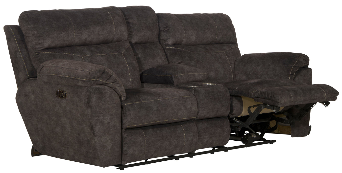 Sedona - Power Hdrst With Lumbar Lay Flat Reclining Console Loveseat With Storage & Cupholders