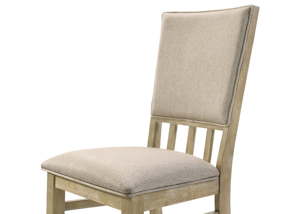 Brutus - Wide Contemporary Fabric Dining Chair (Set of 2) - Reclaimed Wheat