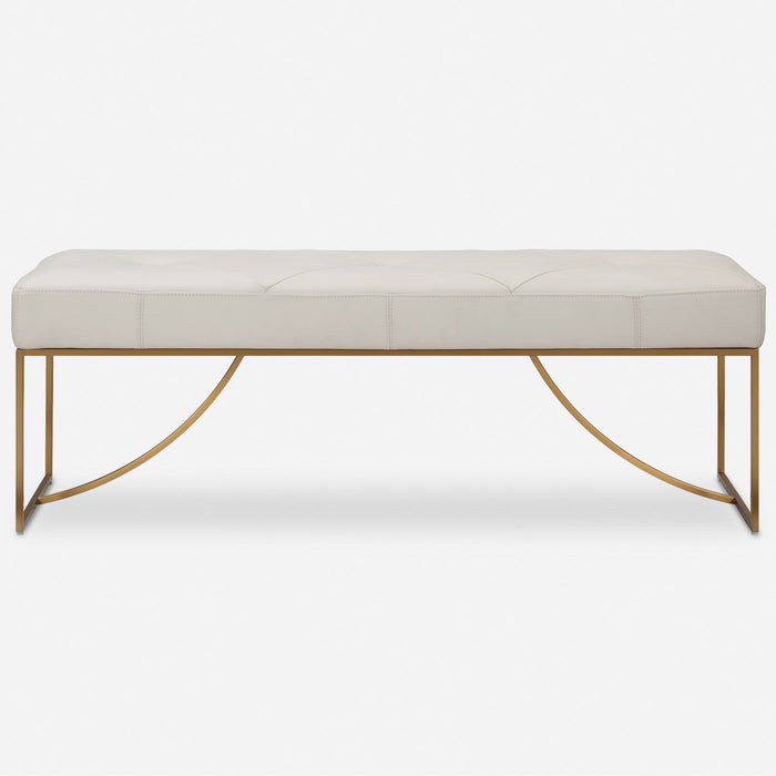 Swale - Ivory Leather Bench