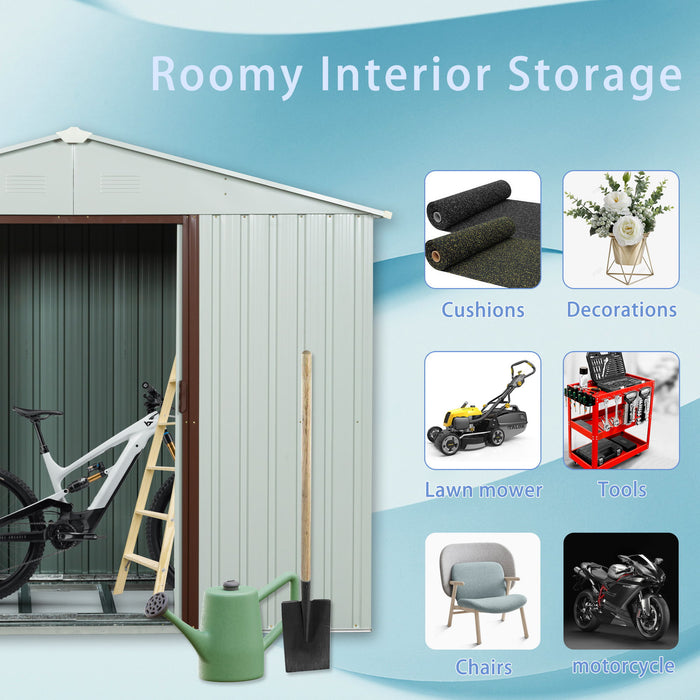 88.98" Outdoor Metal Storage Shed With Window