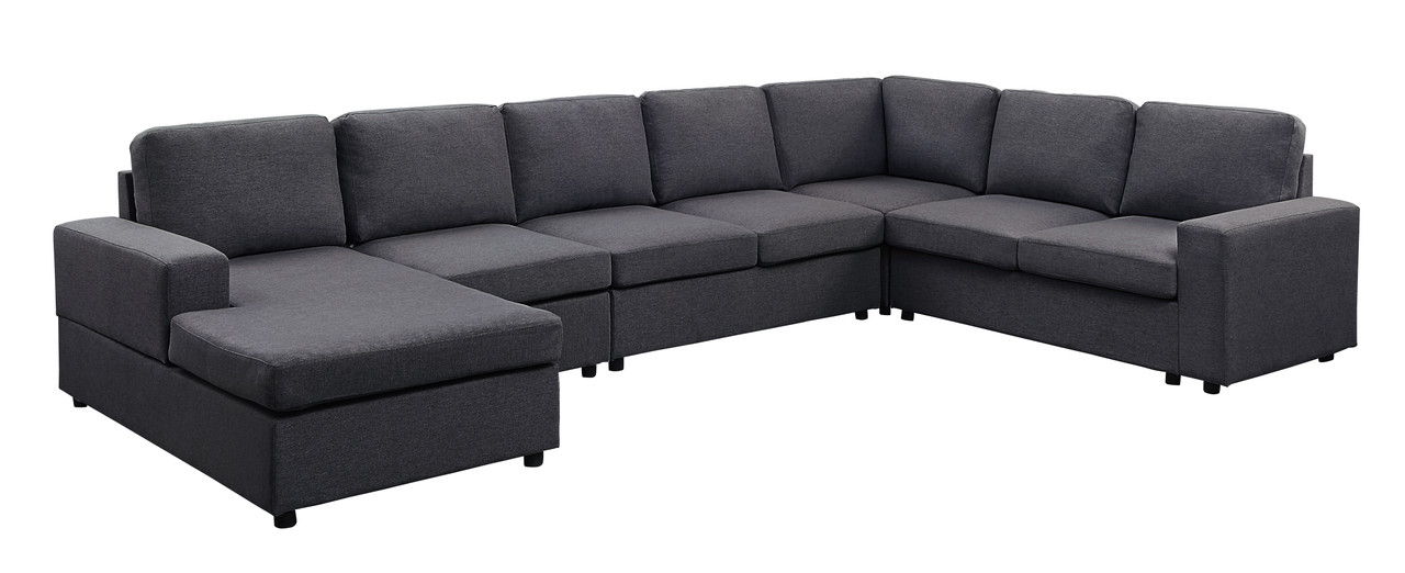 Hayden - Linen 7 Seat Reversible Modular Sectional Sofa Chaise