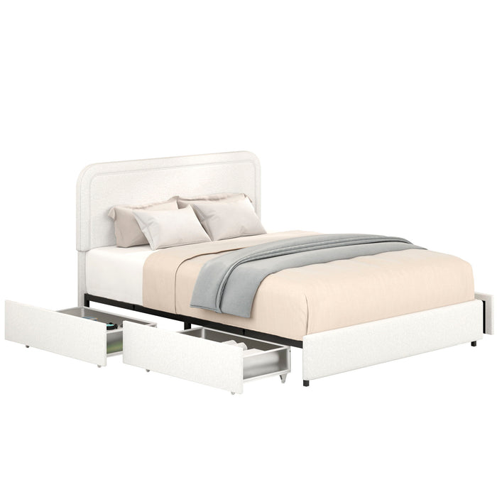 Liv - Patented With Drawers Upholstered Storage Platform Bed