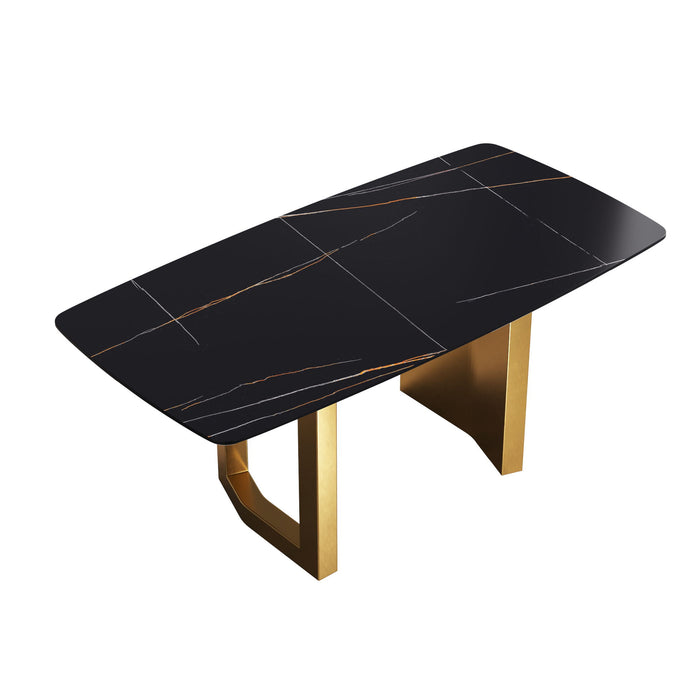 Modern Artificial Stone Dining Table, Can Accommodate 6-8 People - Black