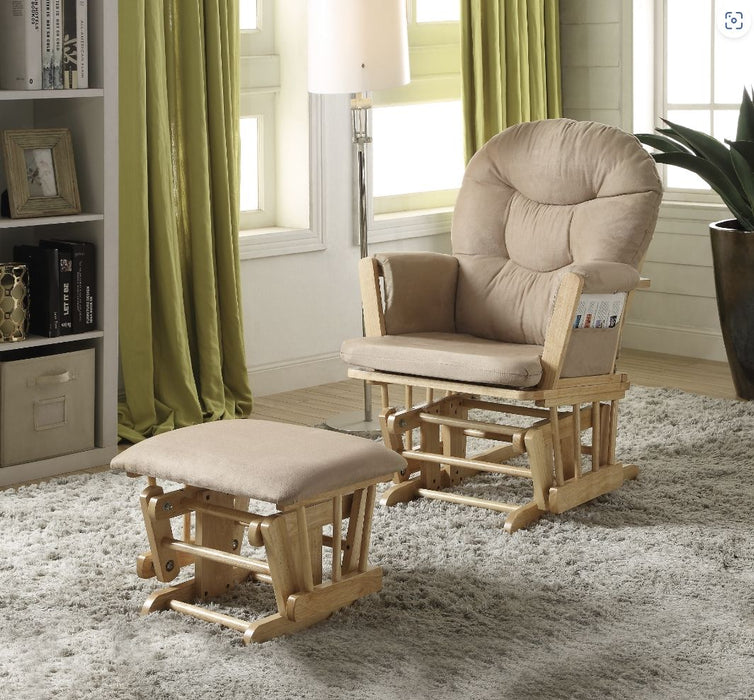 Rehan - Microfiber Glider Chair With Ottoman - Taupe