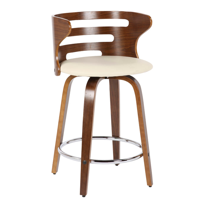 Cosini - Mid Century Modern Fixed Height Counter Stool With Footrest With Swivel (Set of 2)