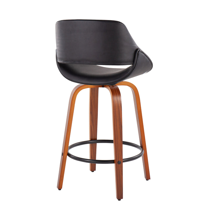 Fabrico - Mid Century Modern Fixed Height Counter Stool And Round Footrest (Set of 2)