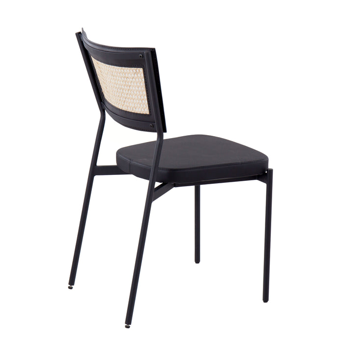 Tania - Contemporary Dining Chair (Set of 2) - Black / Rattan Back