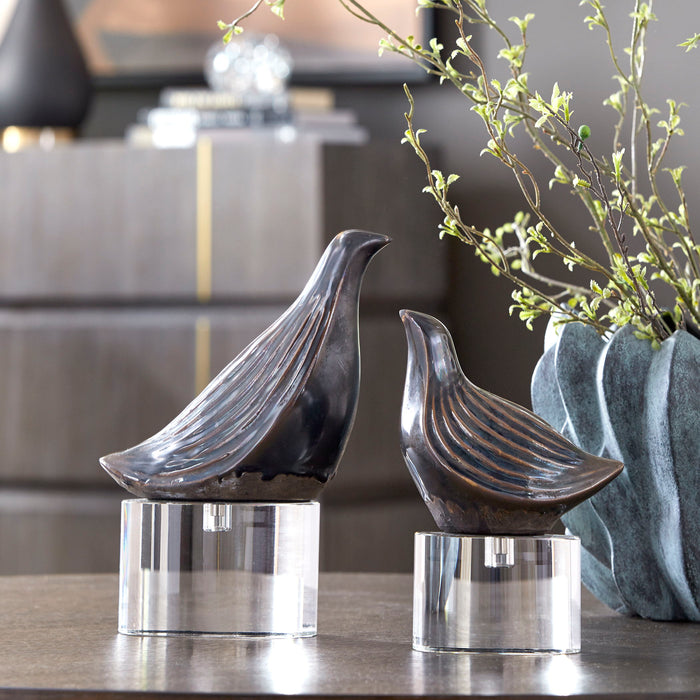 Nesting Bird - Gray Sculptures (Set of 2)