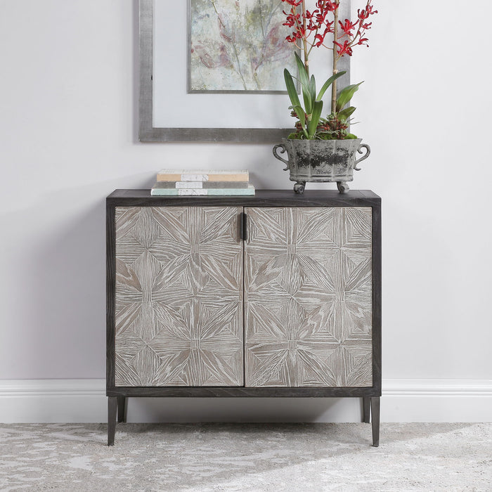 Laurentia - 2 Door Accent Cabinet - Black & Pearl Silver