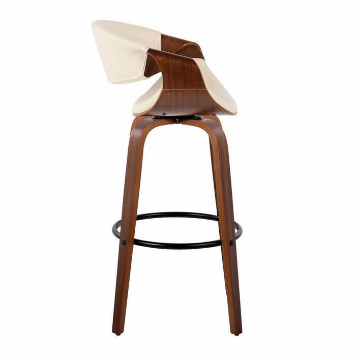 Symphony - Mid Century Modern Fixed Height Barstool With Swivel And Round Footrest (Set of 2)