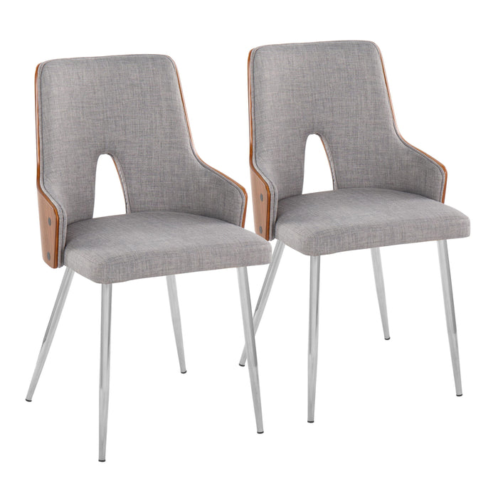 Stella - Contemporary / Dining Chair (Set of 2) - Chrome / Walnut / Light Gray