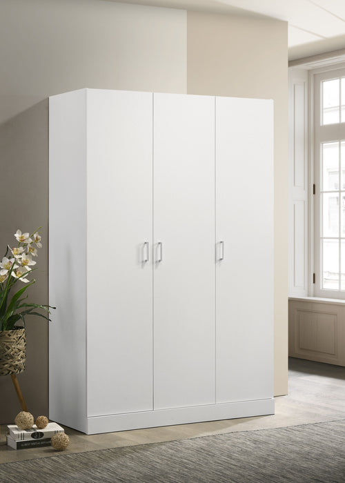 Declan - 3 - Door Wardrobe Cabinet Armoire With Storage Shelves And Hanging Rod - White