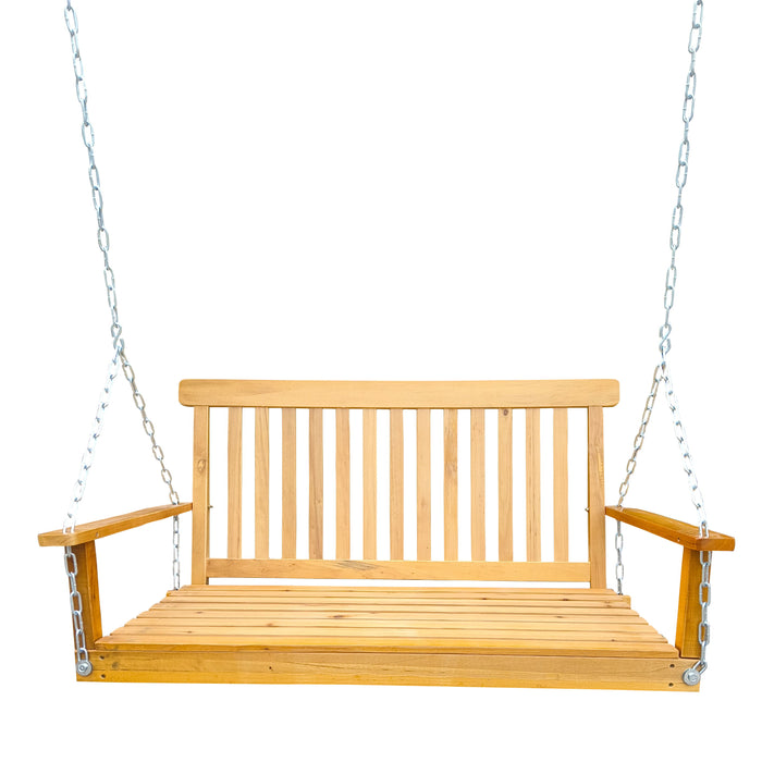 Front Porch Swing With Armrests For Outdoor Patio, Garden Yard, Backyard Or Sunroom