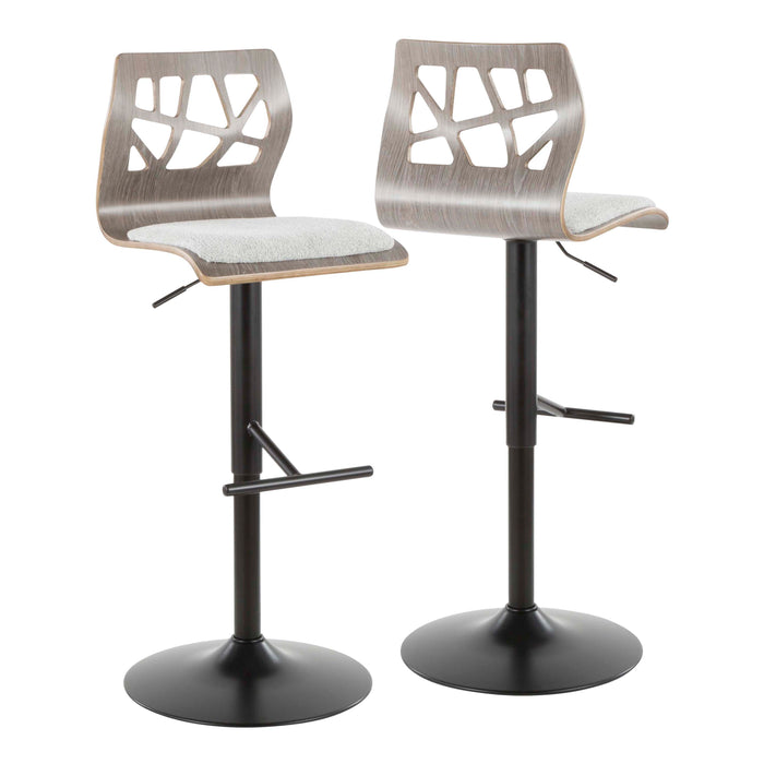 Folia - Mid-Century Modern Adjustable Barstool With Swivel (Set of 2) - Black / Light Gray