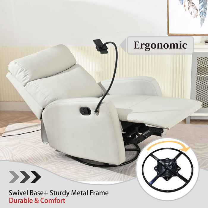 Rocking Recliner Chair, 360 Degree Swivel Nursery Rocking Chair, Glider Chair, Modern Small Rocking Swivel Recliner Chair For Bedroom, Living Room Chair Home Theater Seat, Phone Holder